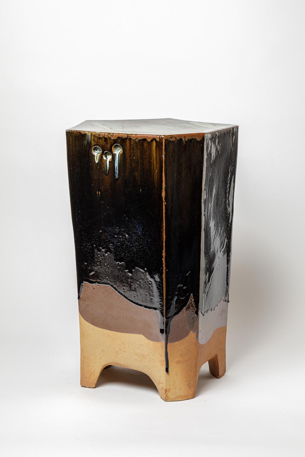 Français Table ou tabouret en céramique émaillée de Marie-Lucie Trinquand, 2025. en vente