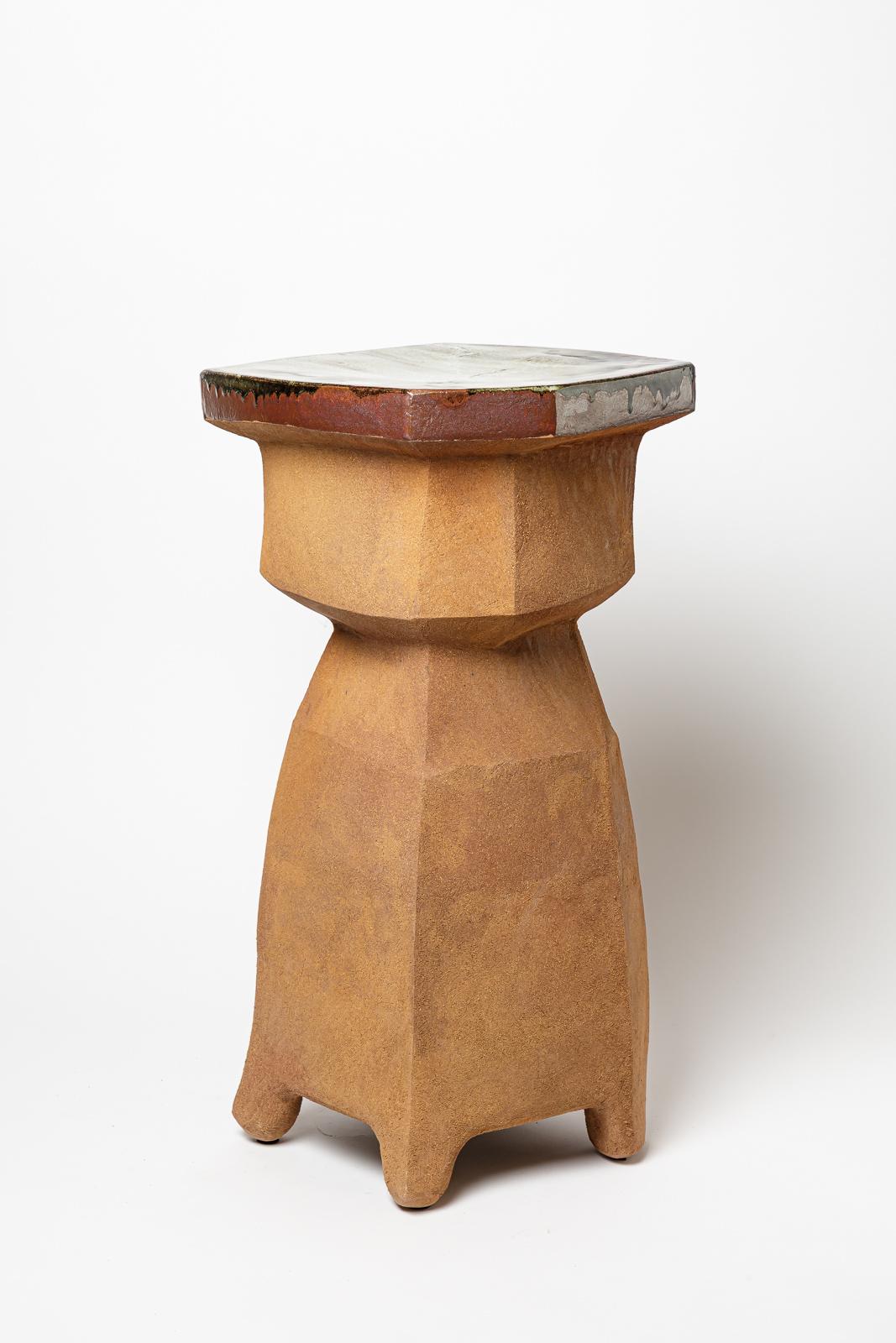 Français Table ou tabouret en céramique émaillée de Marie-Lucie Trinquand, 2025. en vente