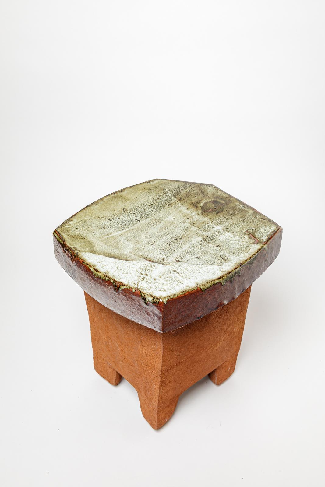 Céramique Table ou tabouret en céramique émaillée de Marie-Lucie Trinquand, 2025. en vente