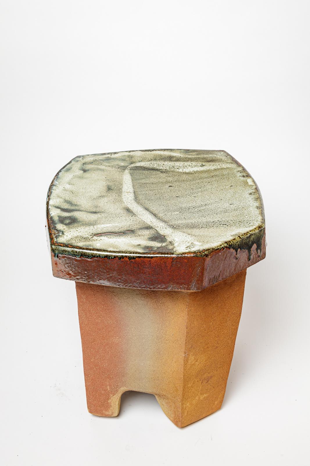 Céramique Table ou tabouret en céramique émaillée de Marie-Lucie Trinquand, 2025. en vente