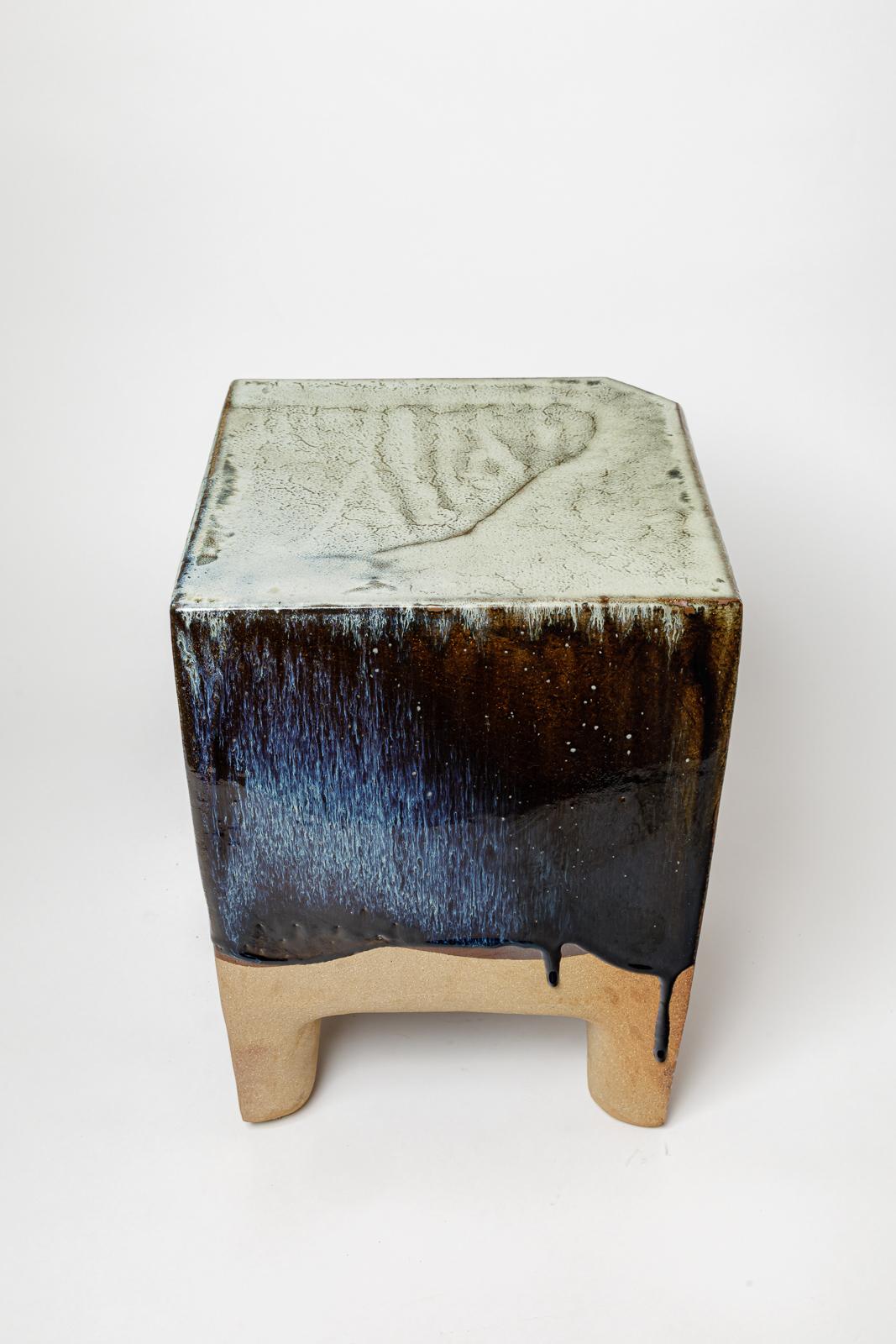 Céramique Table ou tabouret en céramique émaillée de Marie-Lucie Trinquand, 2025. en vente