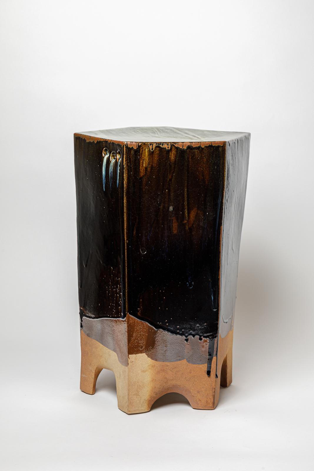 Céramique Table ou tabouret en céramique émaillée de Marie-Lucie Trinquand, 2025. en vente