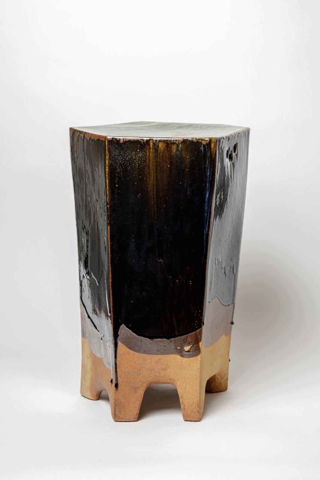 Table ou tabouret en céramique émaillée de Marie-Lucie Trinquand, 2025. en vente 1