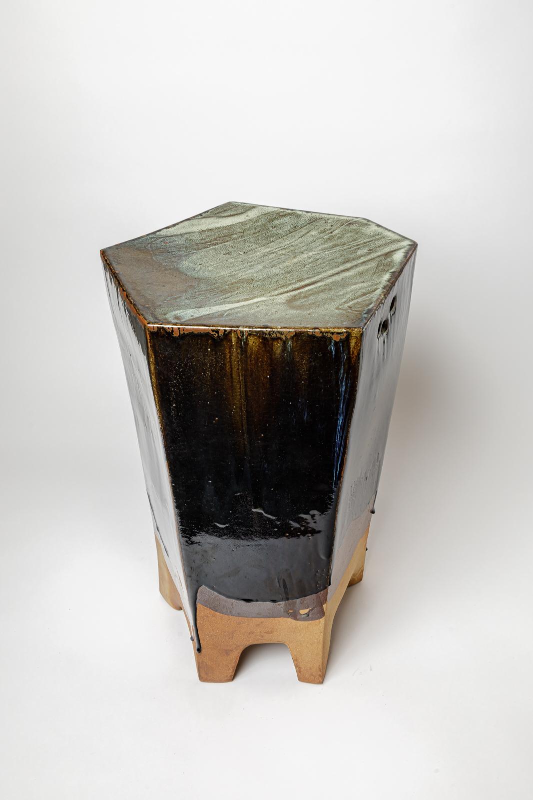 Table ou tabouret en céramique émaillée de Marie-Lucie Trinquand, 2025. en vente 2