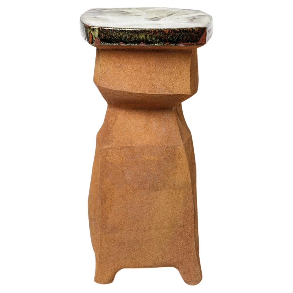 Glazed ceramic table or stool by Marie-Lucie Trinquand, 2025.