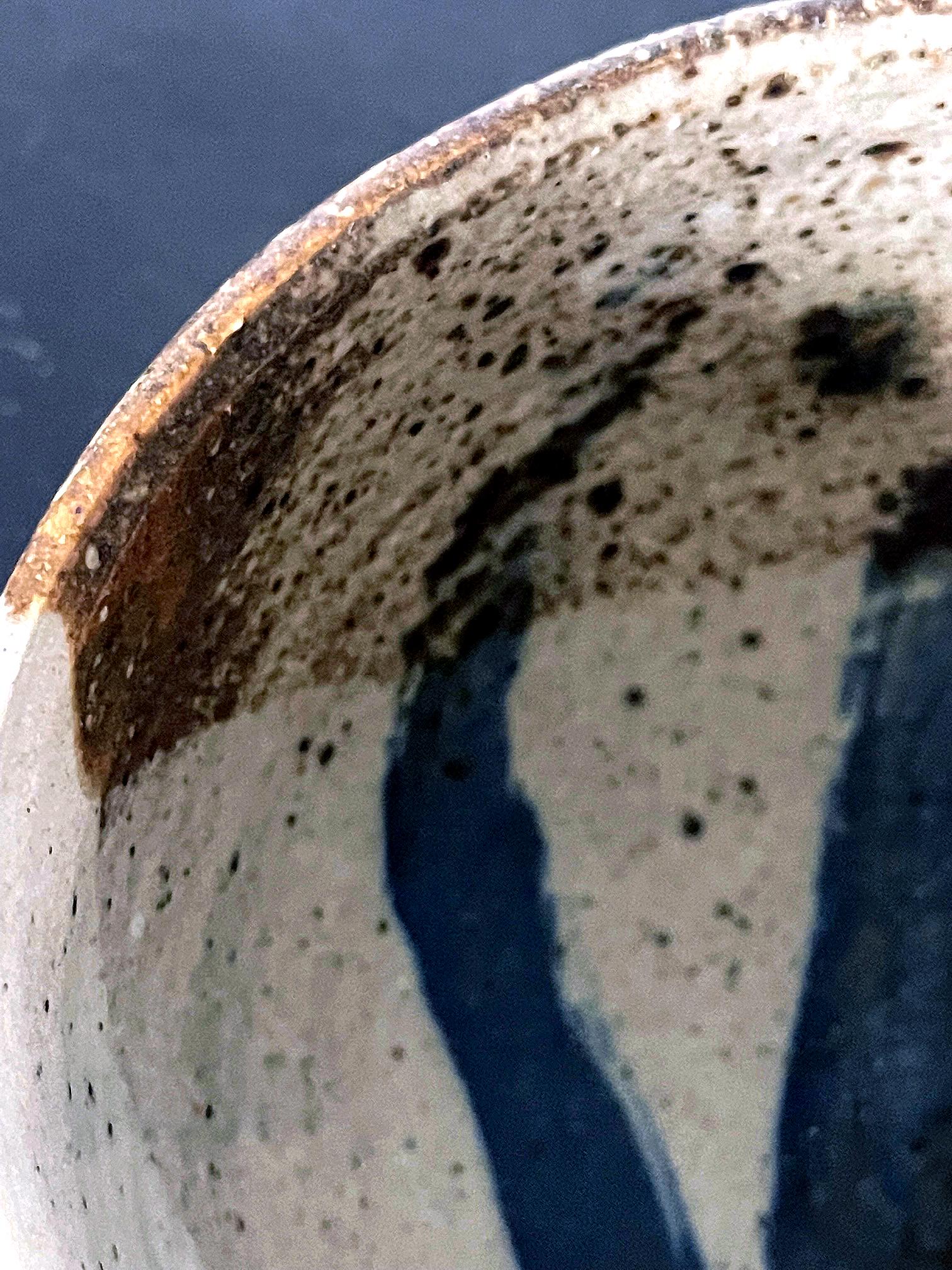 Glazed Ceramic Tea Bowl with Abstract Strokes by Toshiko Takaezu For Sale 7