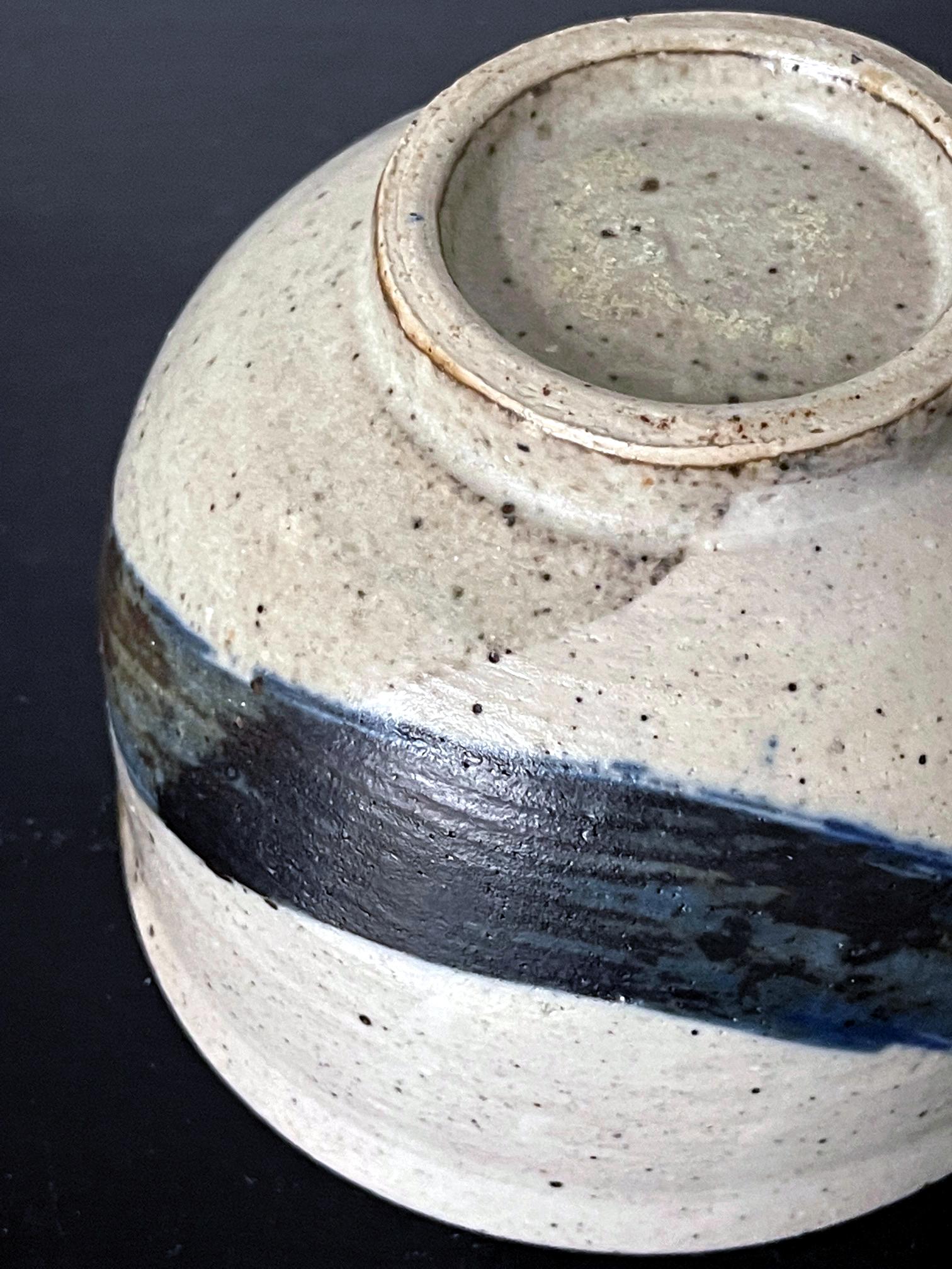 Glazed Ceramic Tea Bowl with Abstract Strokes by Toshiko Takaezu For Sale 8