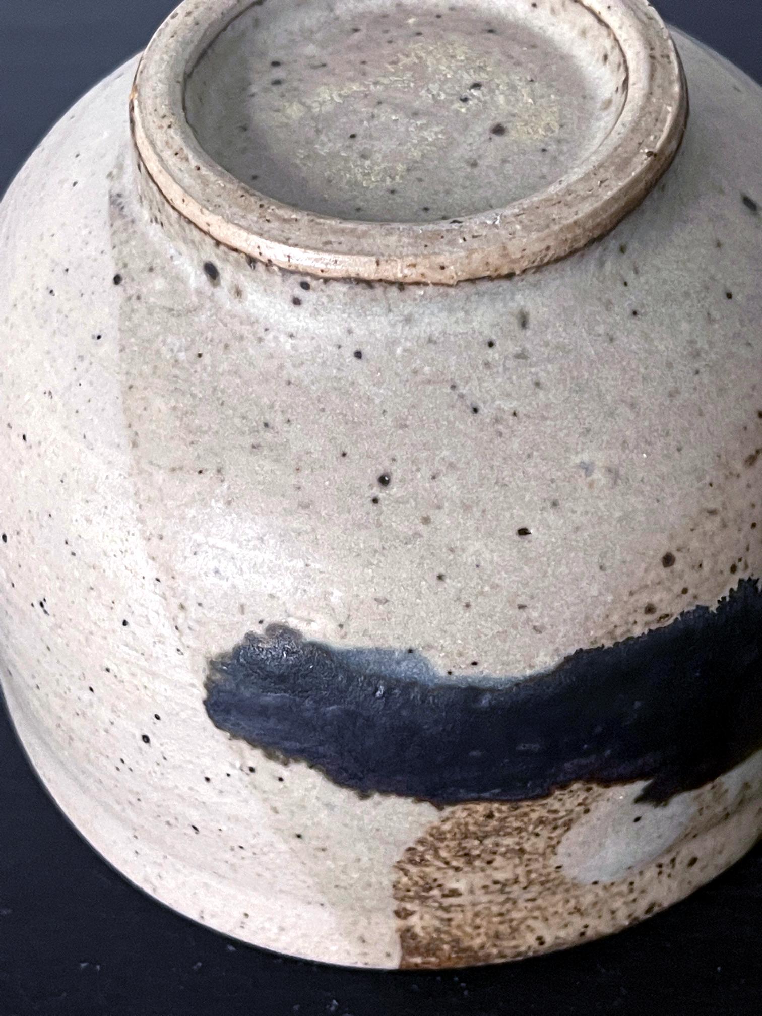 Glazed Ceramic Tea Bowl with Abstract Strokes by Toshiko Takaezu For Sale 9