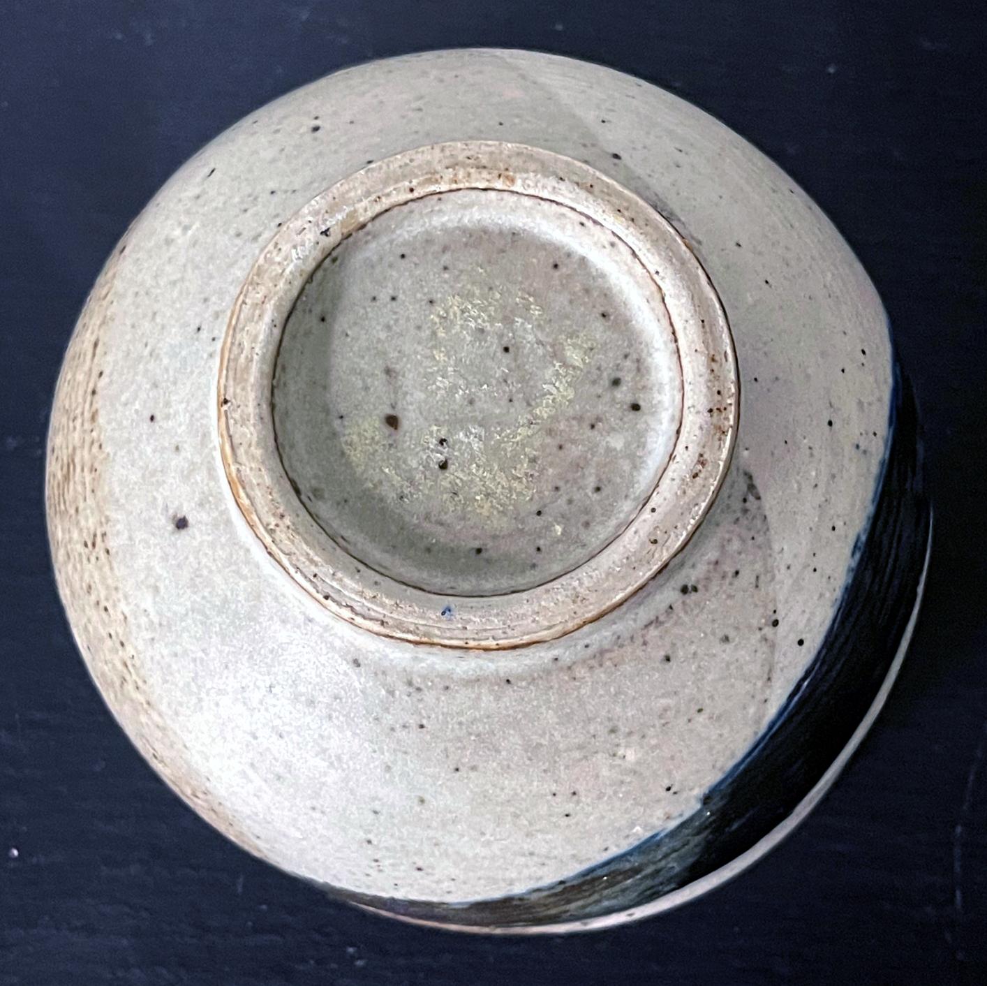 Glazed Ceramic Tea Bowl with Abstract Strokes by Toshiko Takaezu For Sale 1