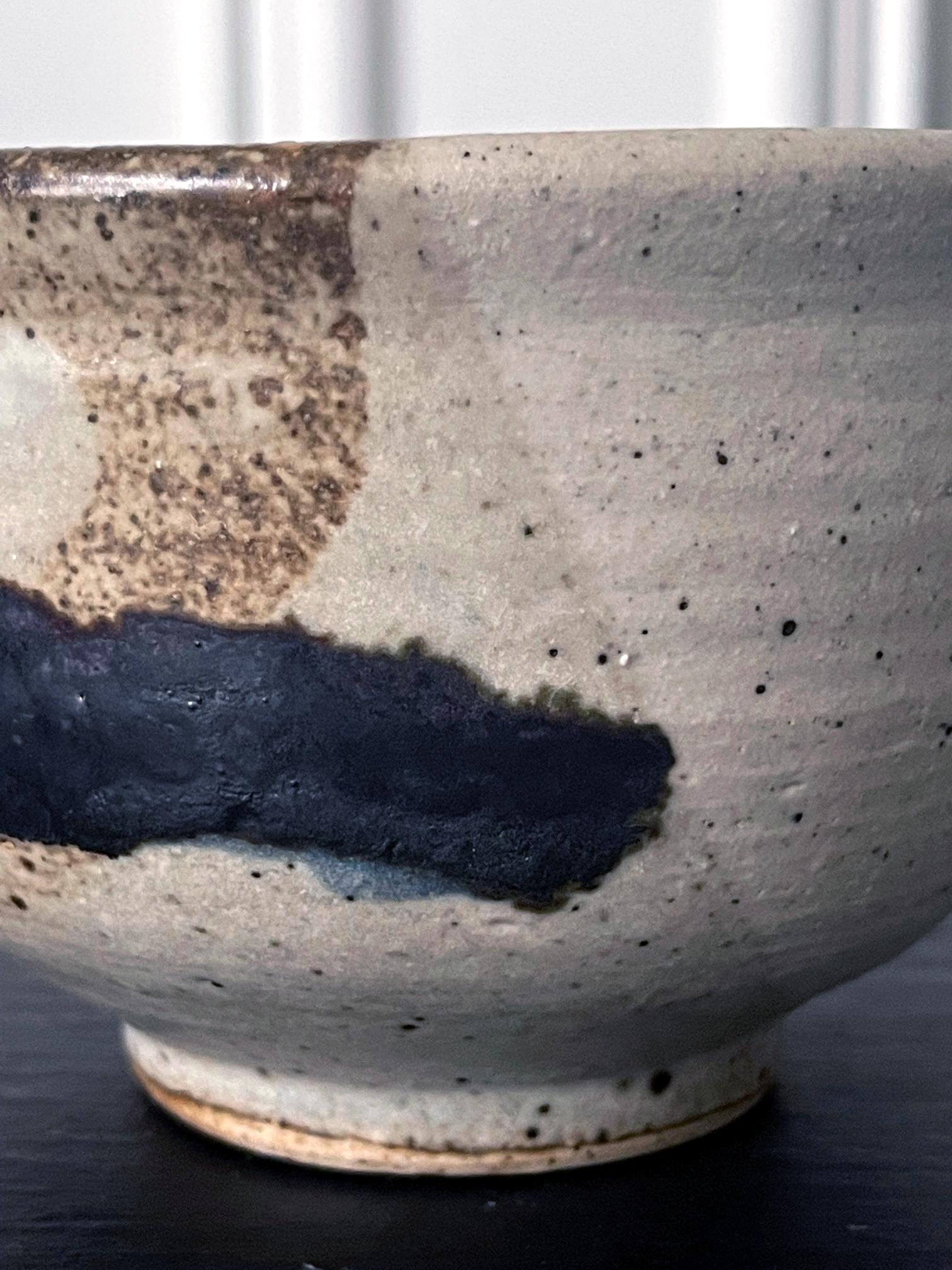 Glazed Ceramic Tea Bowl with Abstract Strokes by Toshiko Takaezu For Sale 2