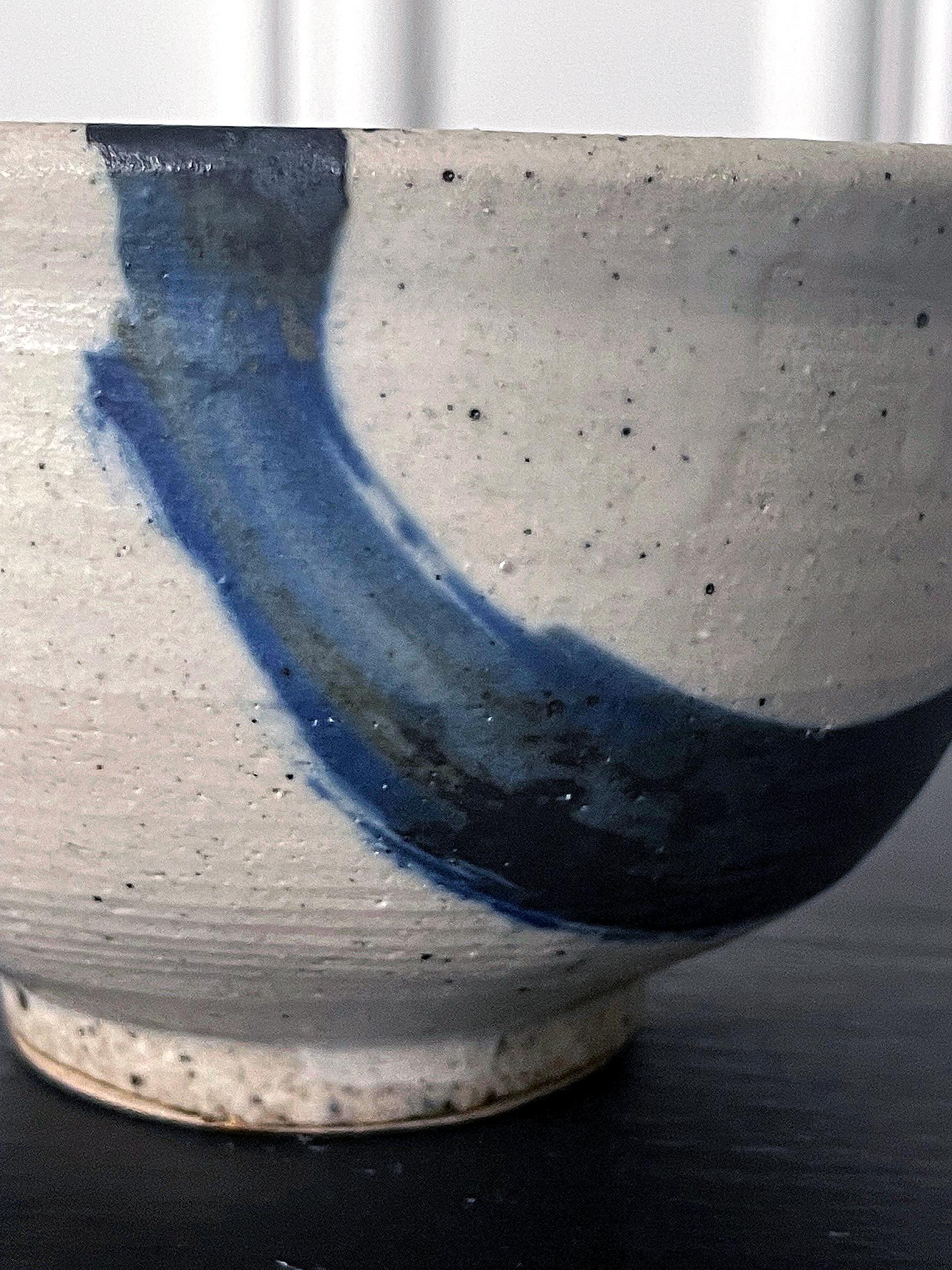 Glazed Ceramic Tea Bowl with Abstract Strokes by Toshiko Takaezu For Sale 3