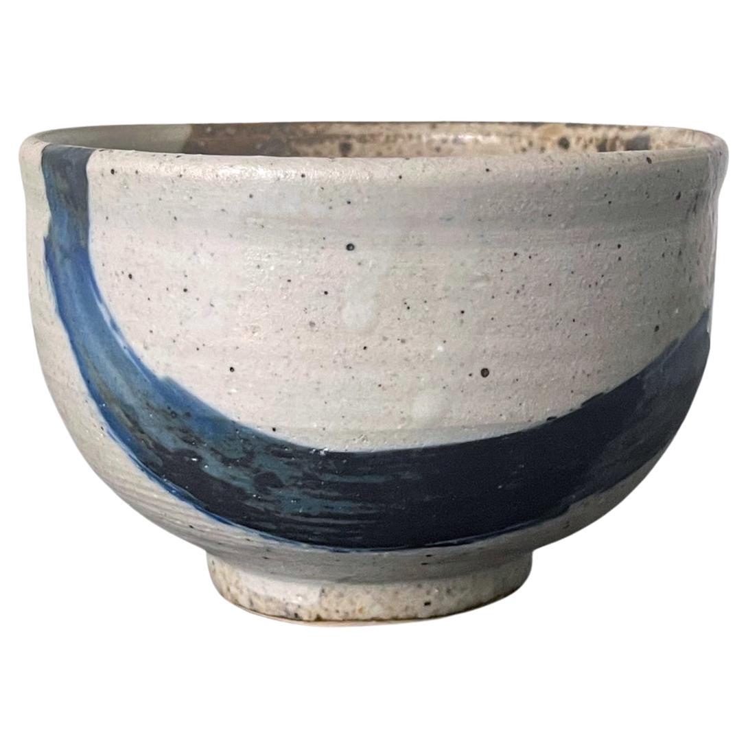 Glazed Ceramic Tea Bowl with Abstract Strokes by Toshiko Takaezu