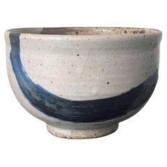 Glazed Ceramic Tea Bowl with Abstract Strokes by Toshiko Takaezu