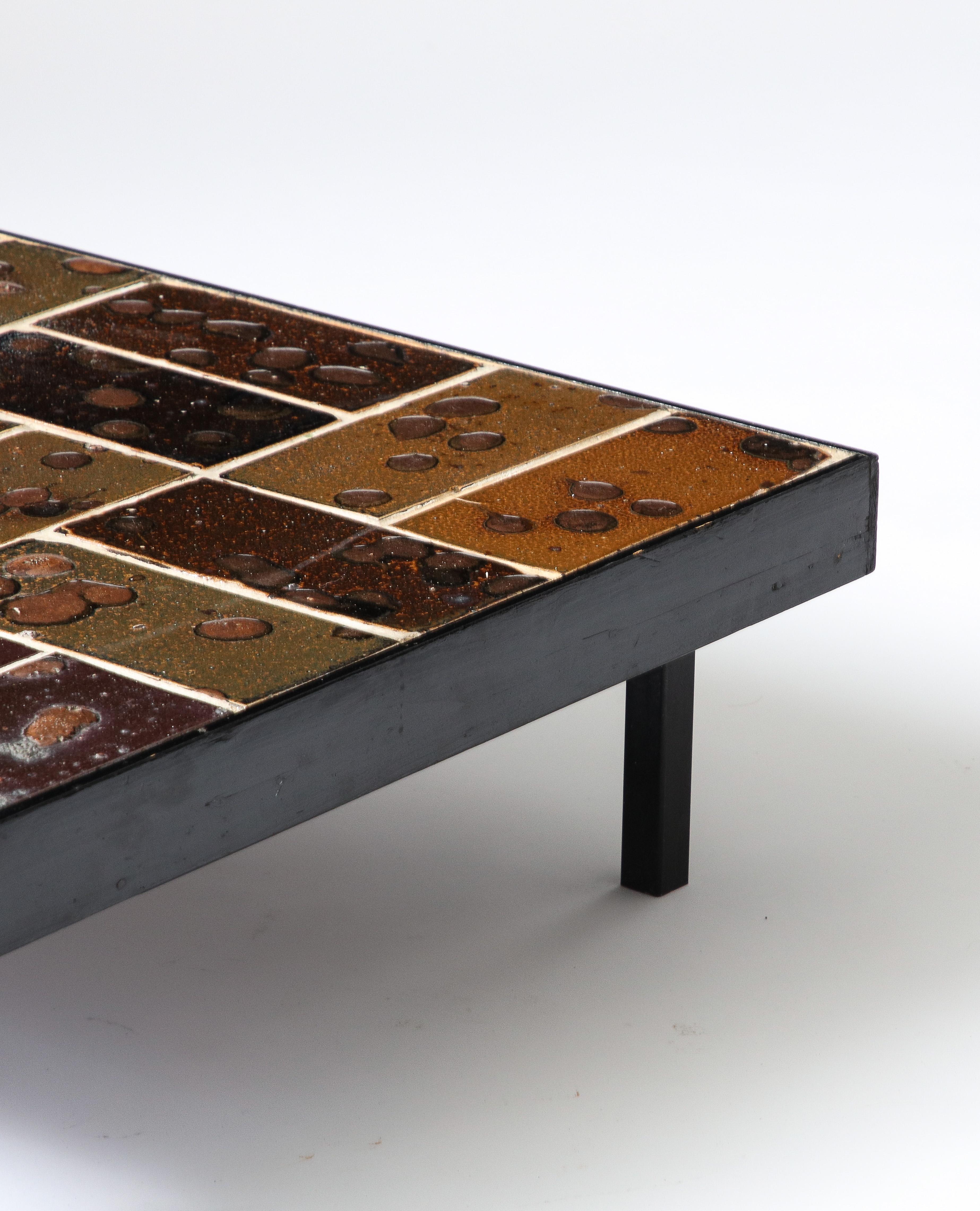Glazed Ceramic Tile Coffee Table, Belgium, c. 1960 For Sale 7