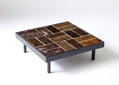 Glazed Ceramic Tile Coffee Table, Belgium, c. 1960