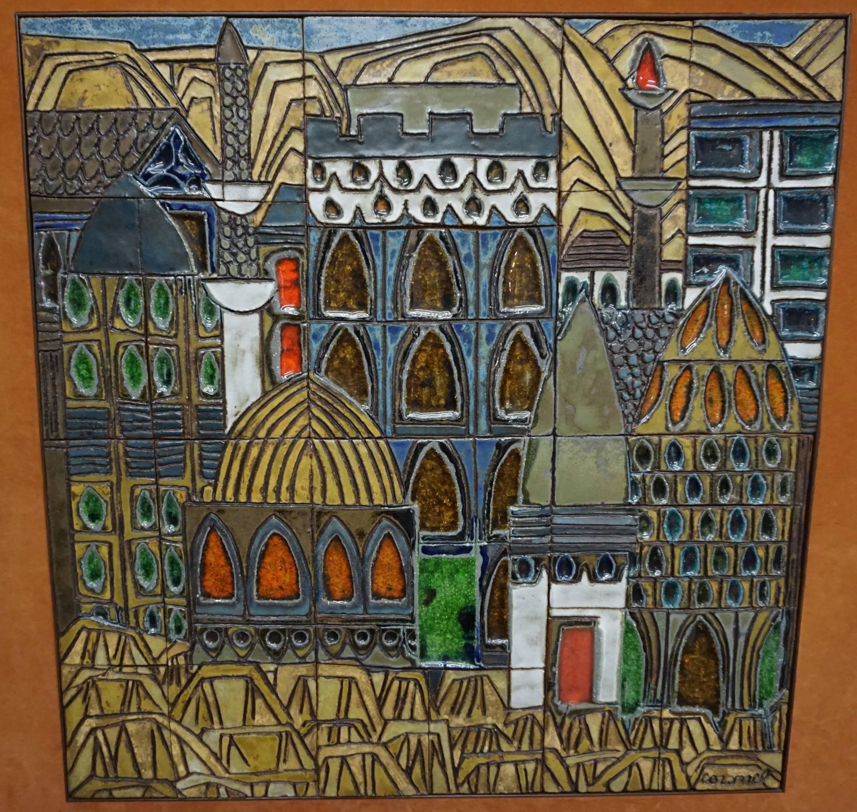 Mid-20th Century Glazed Ceramic Tiles by Raul Coronel For Sale