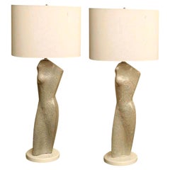 Glazed Ceramic Torso Silhouette Lamps by Arpad Rosti Mid-Century Modern Pair Of