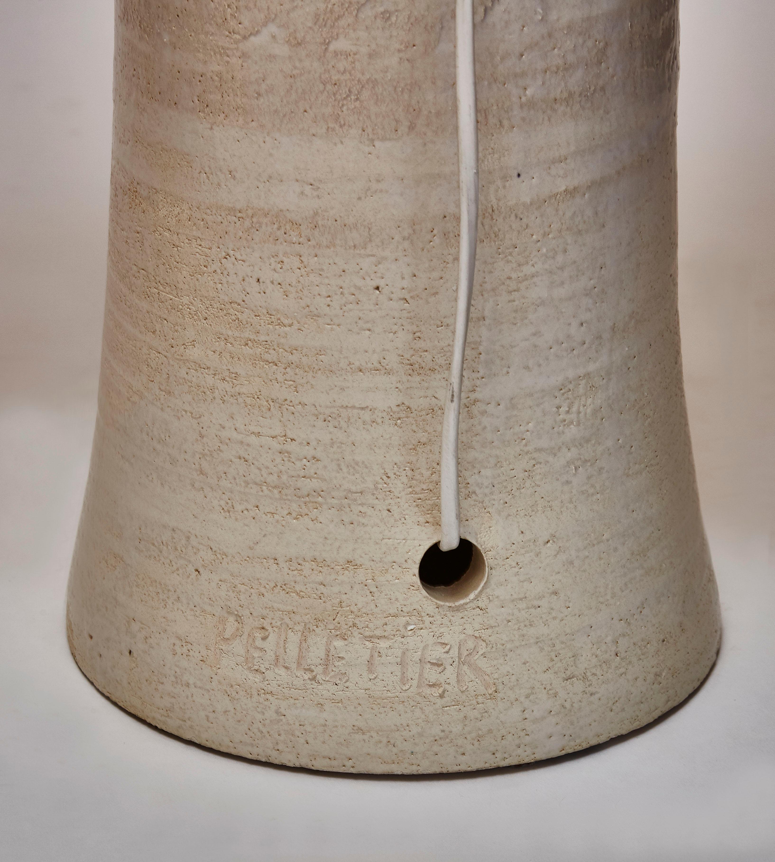 Late 20th Century Glazed Ceramic Totem Table Lamp by French Artist Georges Pelletier