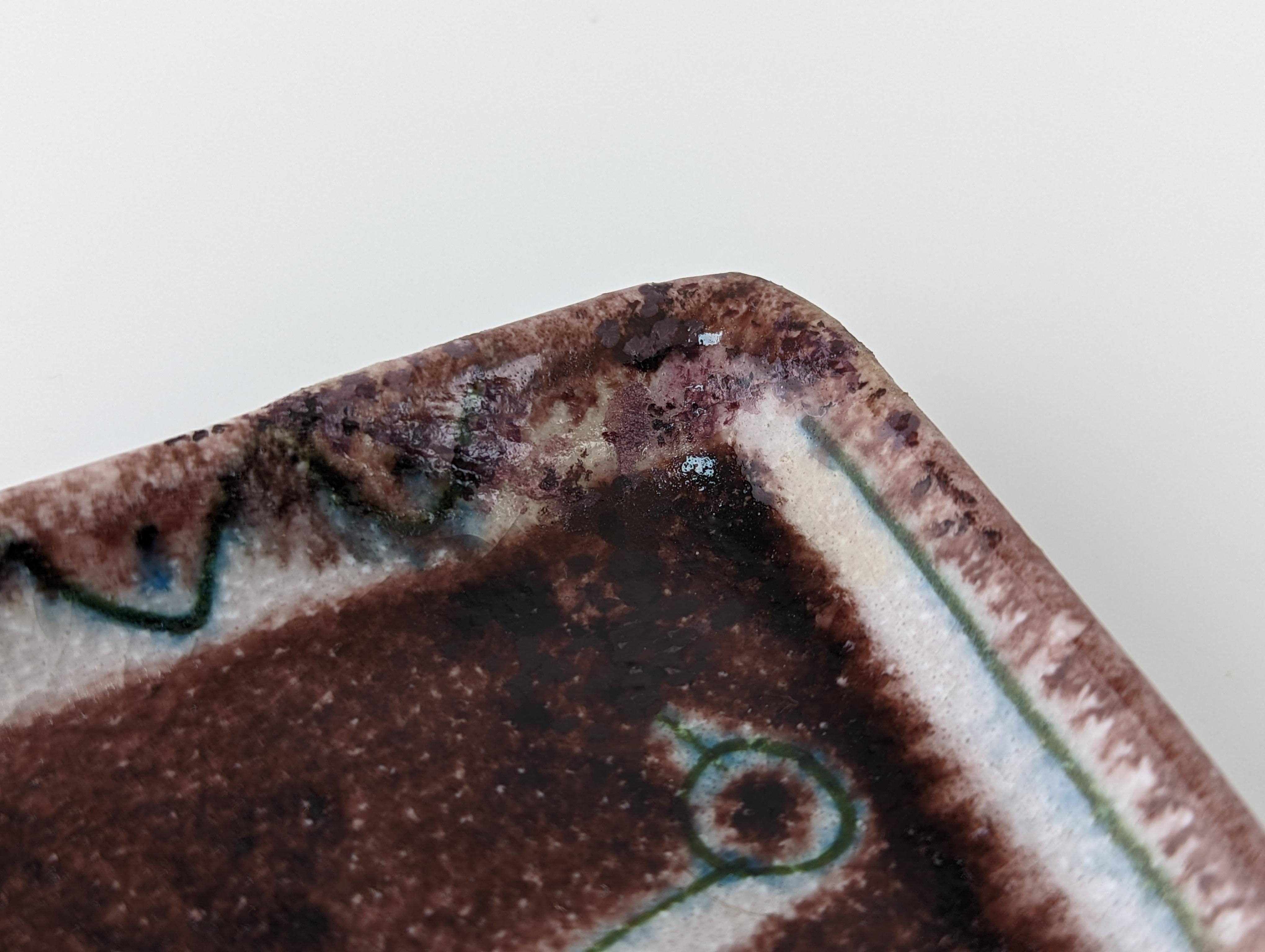 Hand-Crafted Glazed Ceramic Tray by Guido Gambone 1950s