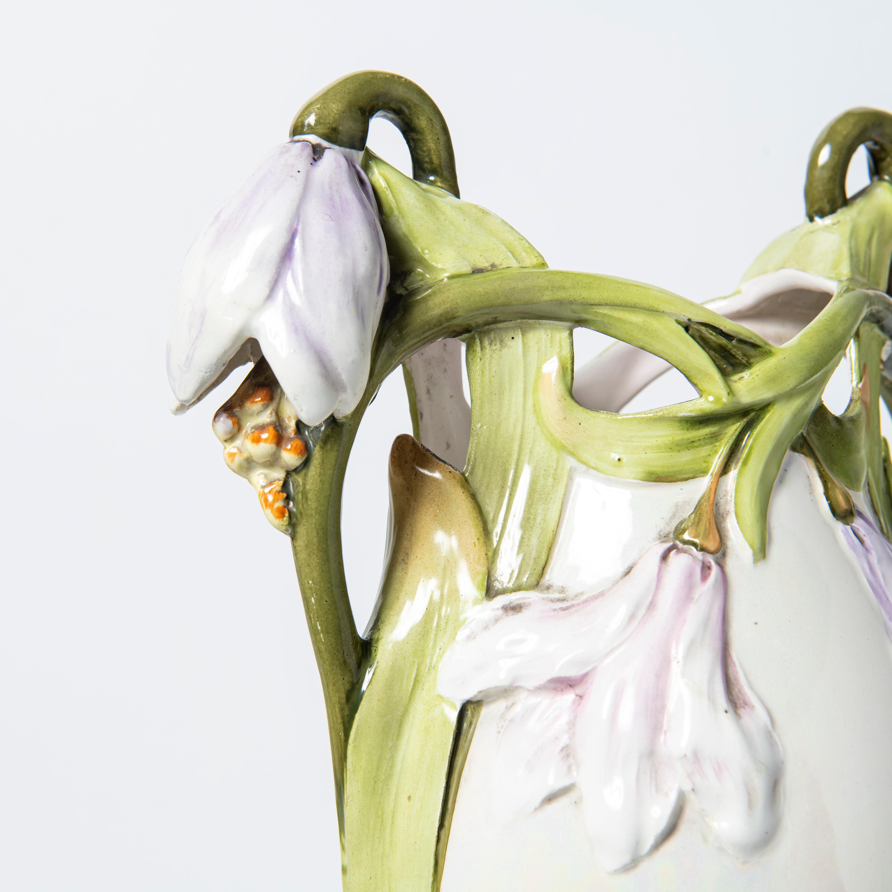  Glazed Ceramic vase, Art Nouveau Period, France, Early 20th Century. For Sale 2