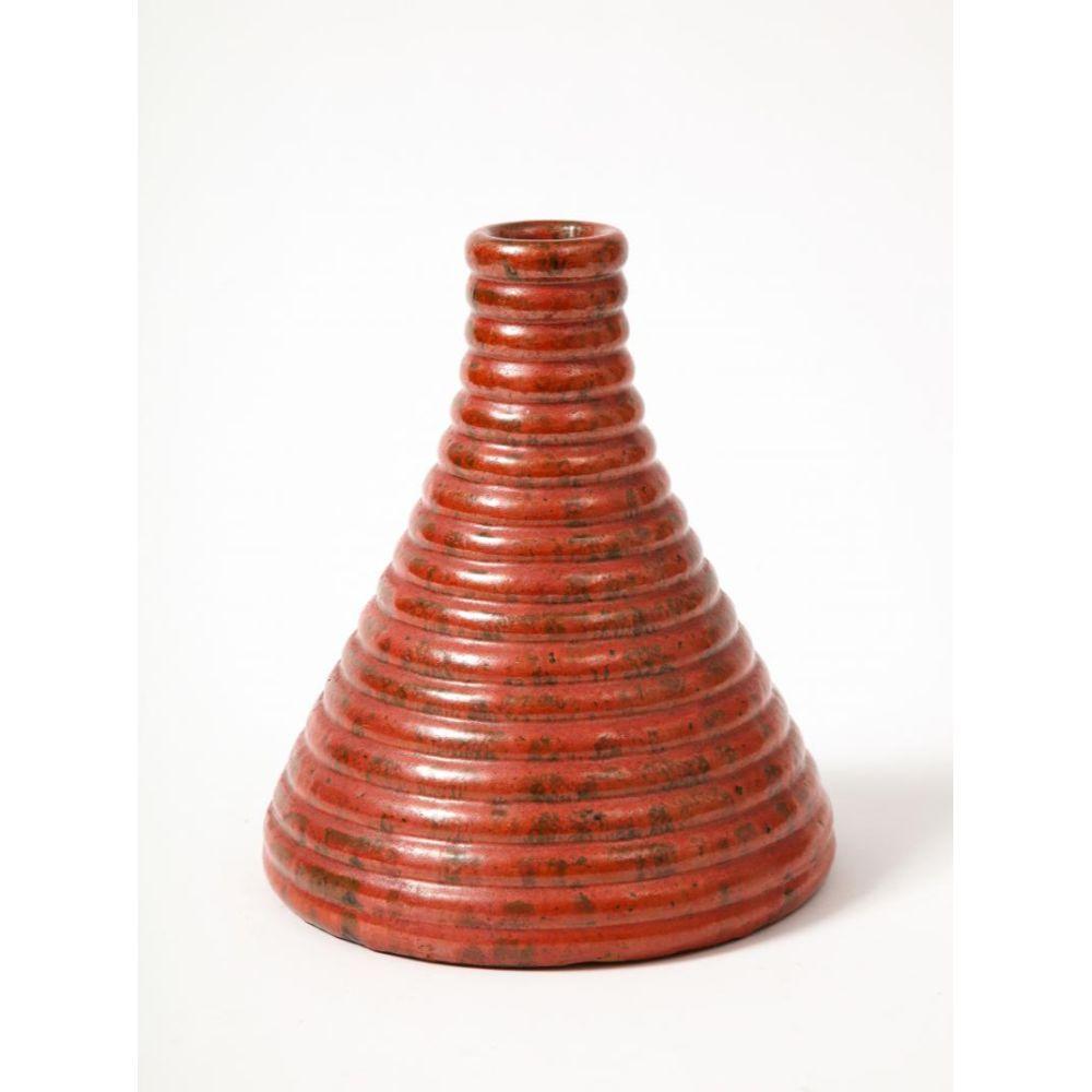 Modern Glazed Ceramic Cone Shaped Vase Attributed to Bitossi. Italy, c. 1960 For Sale