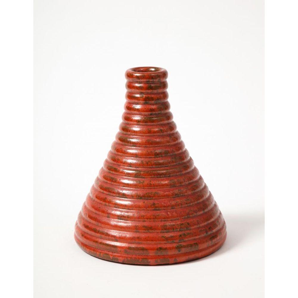 Italian Glazed Ceramic Cone Shaped Vase Attributed to Bitossi. Italy, c. 1960 For Sale