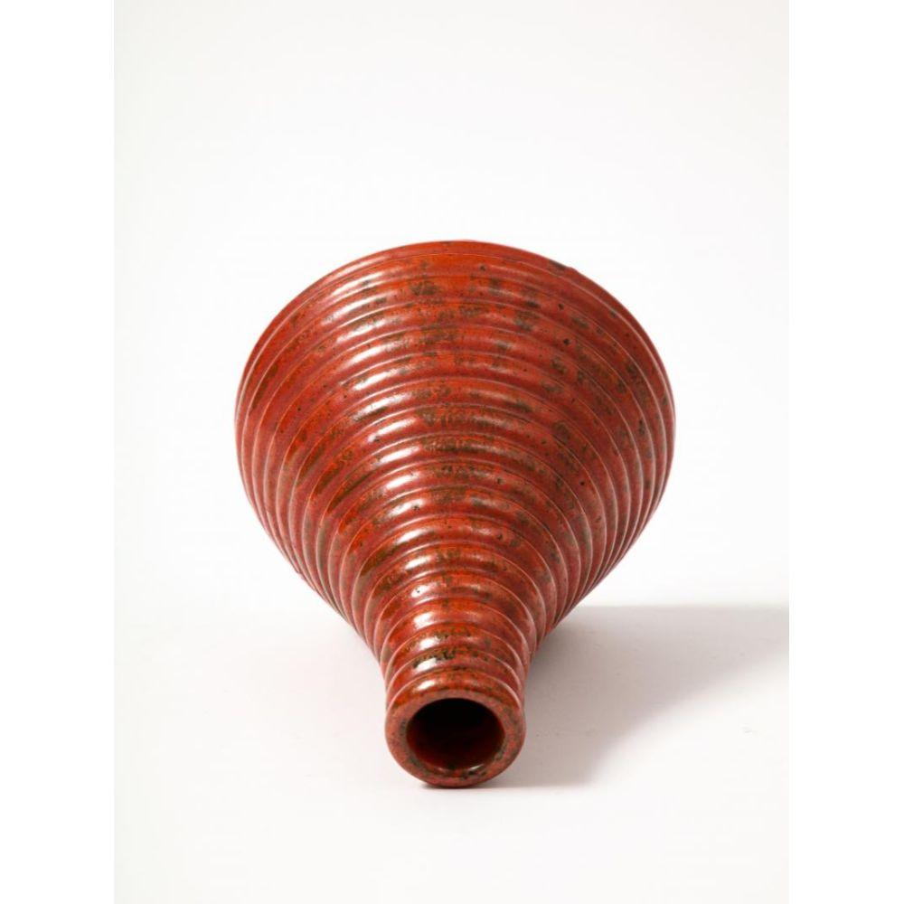 20th Century Glazed Ceramic Cone Shaped Vase Attributed to Bitossi. Italy, c. 1960 For Sale