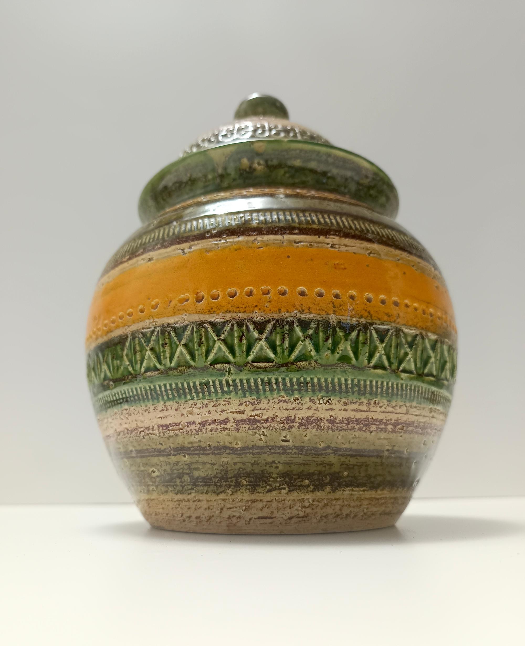 Italiano Vaso in ceramica smaltata di Aldo Londi per Bitossi e per Cer Paoli, serie Sahara in vendita
