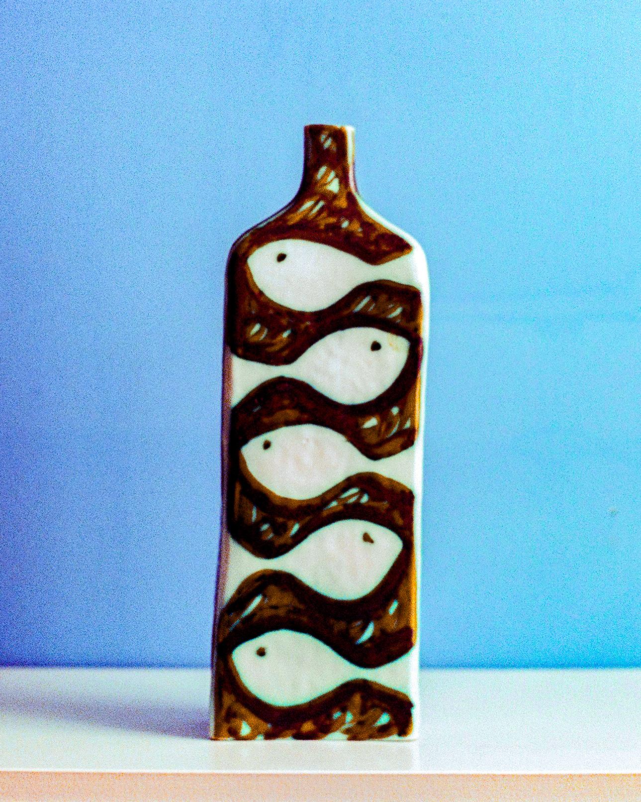 Scandinavian Modern Glazed Ceramic Vase by Alessio Tasca for Raymor, Italy, c. 1960 For Sale