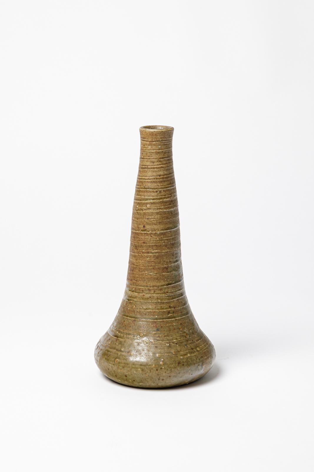 Art Deco Glazed ceramic vase by Alexandre Bigot, circa 1920. For Sale
