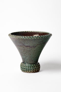 Glazed ceramic vase by Jean Maubrou, circa 1940.