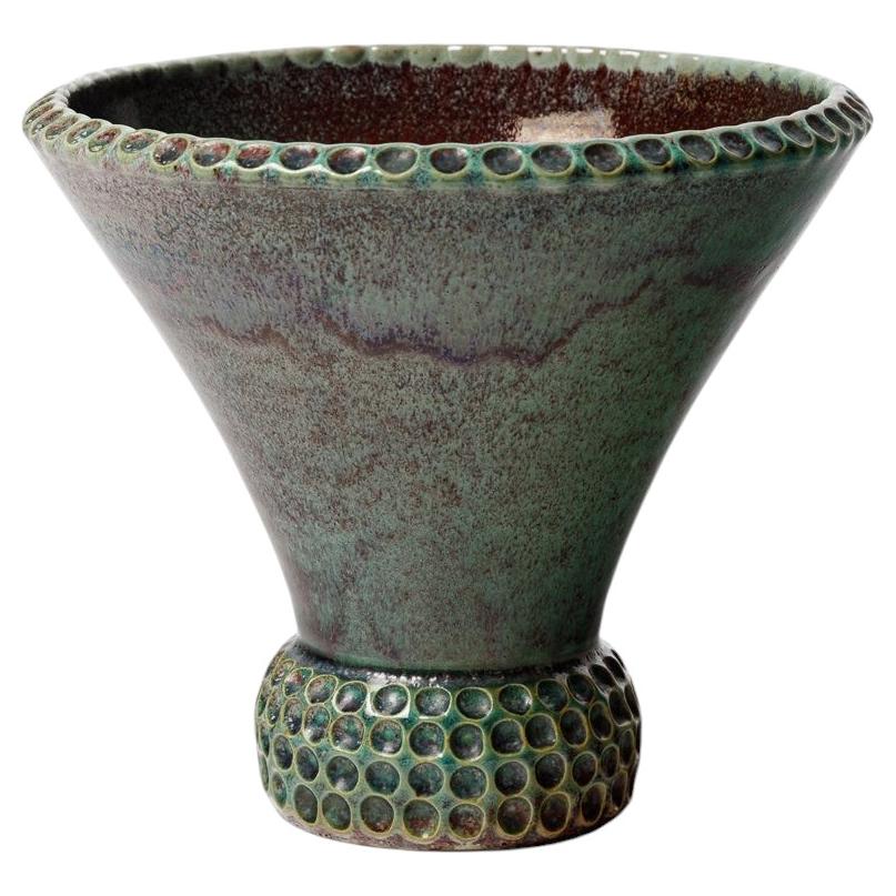 Glazed ceramic vase by Jean Maubrou, circa 1940.