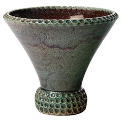 Glazed ceramic vase by Jean Maubrou, circa 1940.