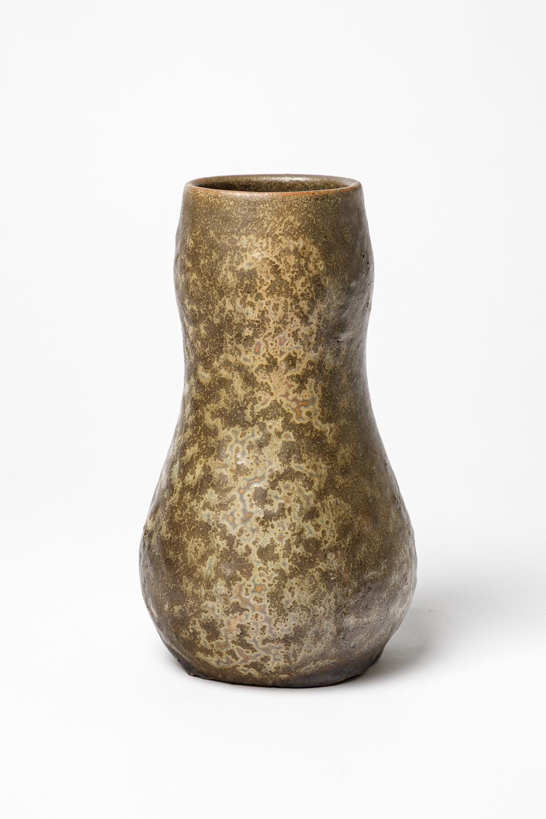 Vase aus glasierter Keramik von Roger Jacques, um 1960. (Französisch) im Angebot