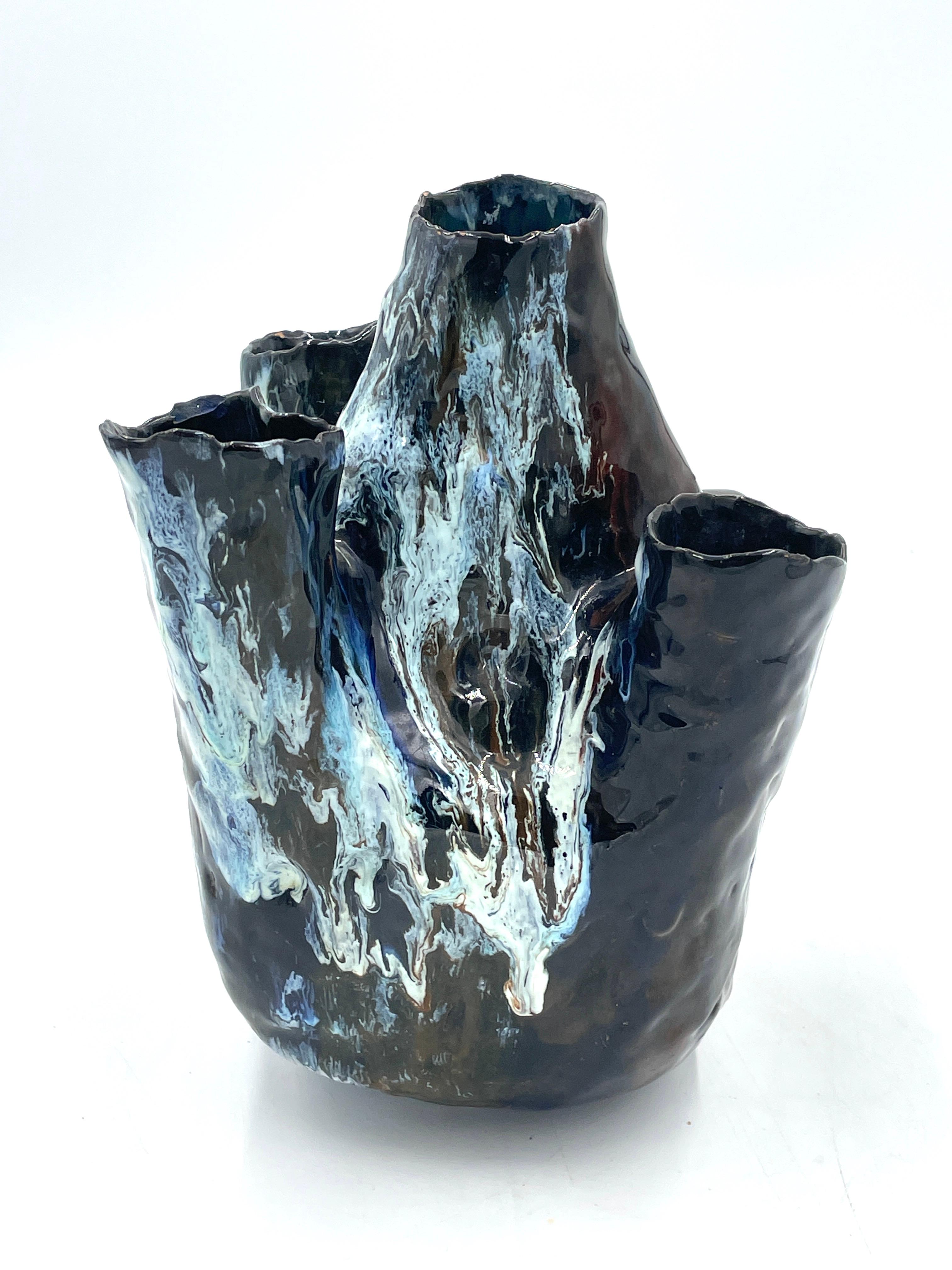 Italian Glazed Ceramic Vase/Polish, Toni Furlan, 1954 For Sale