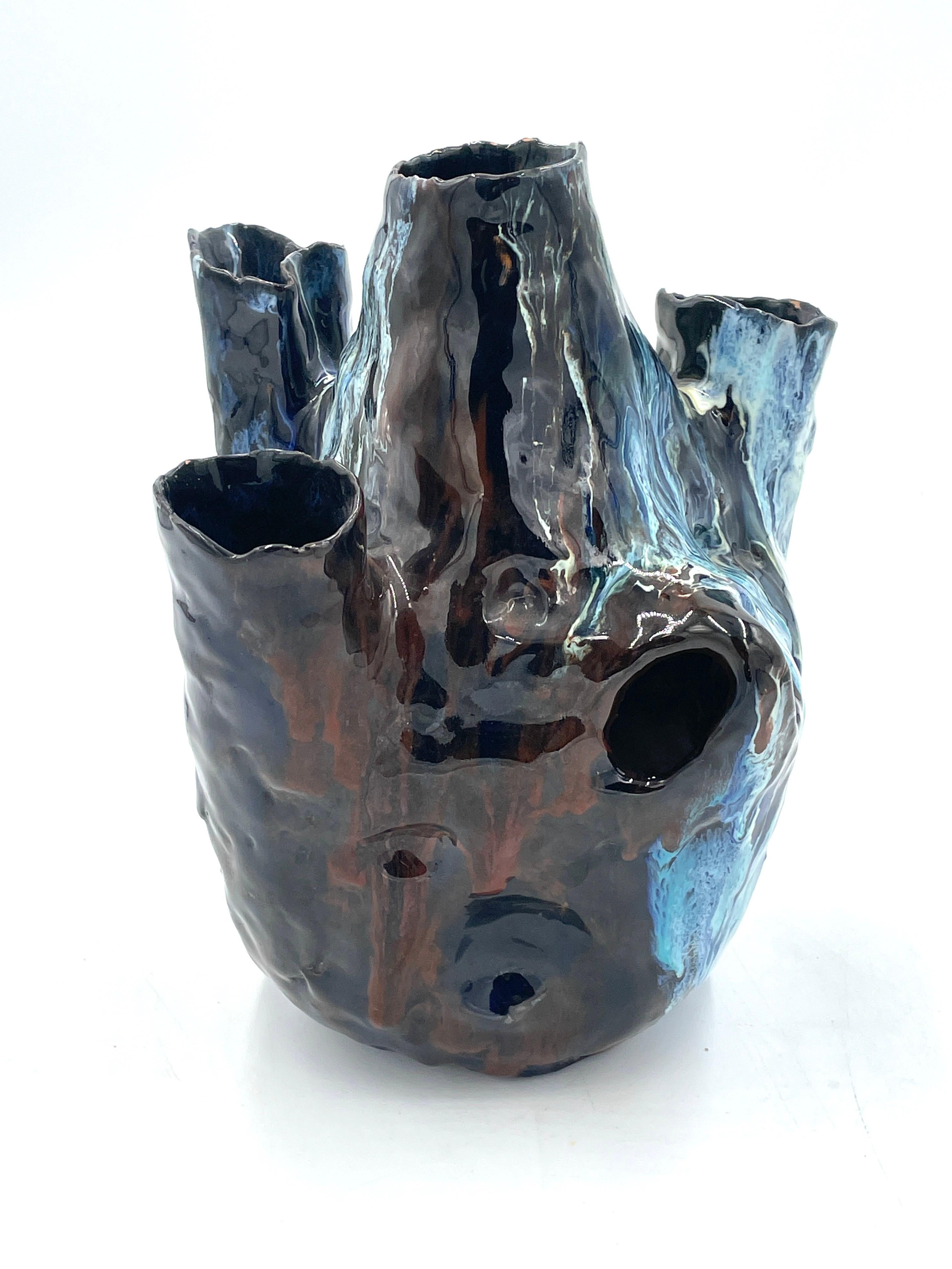 Vernissé Vase en céramique émaillée/polissée, Toni FURLAN 1954 en vente