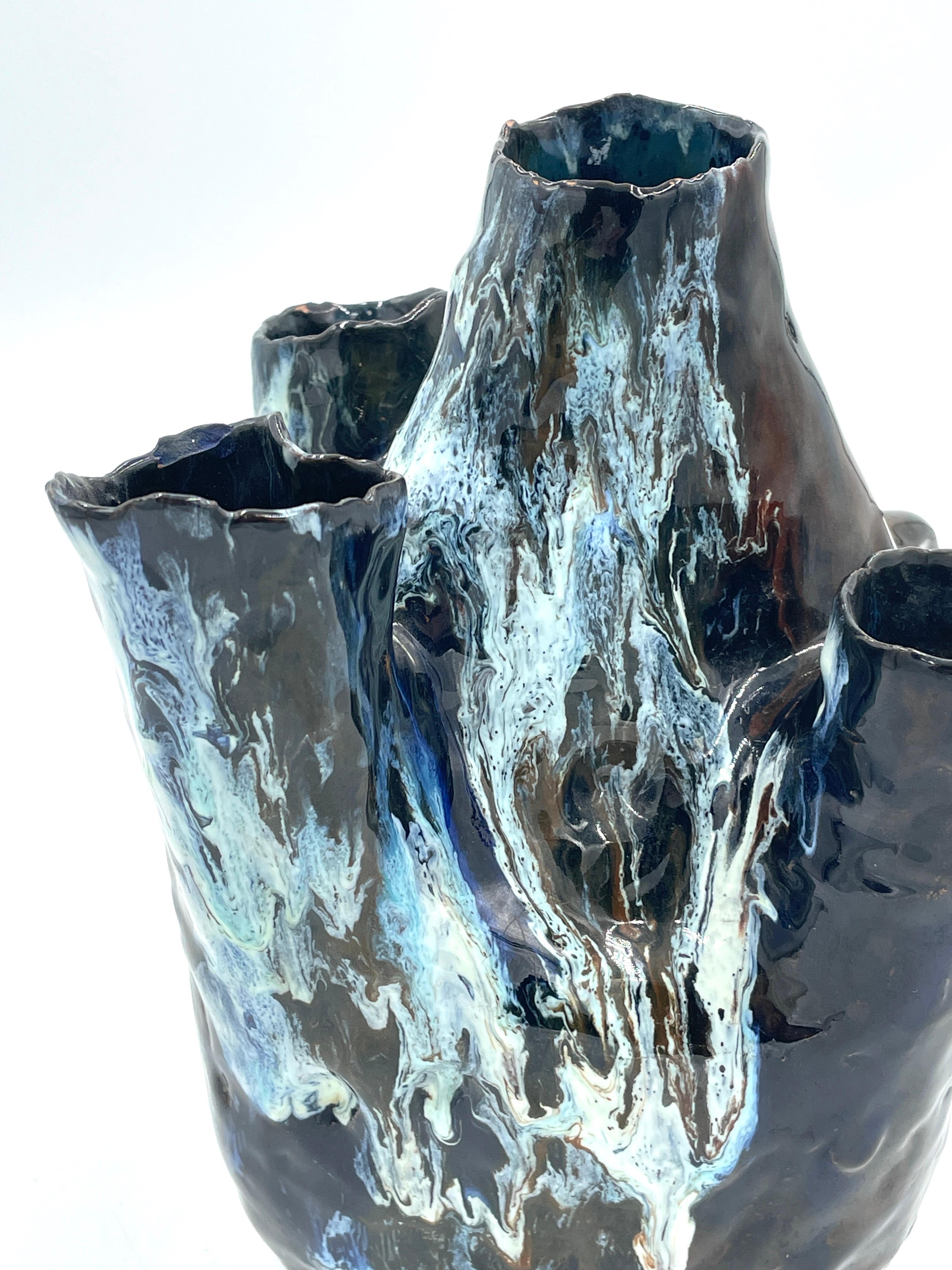 Milieu du XXe siècle Vase en céramique émaillée/polissée, Toni FURLAN 1954 en vente