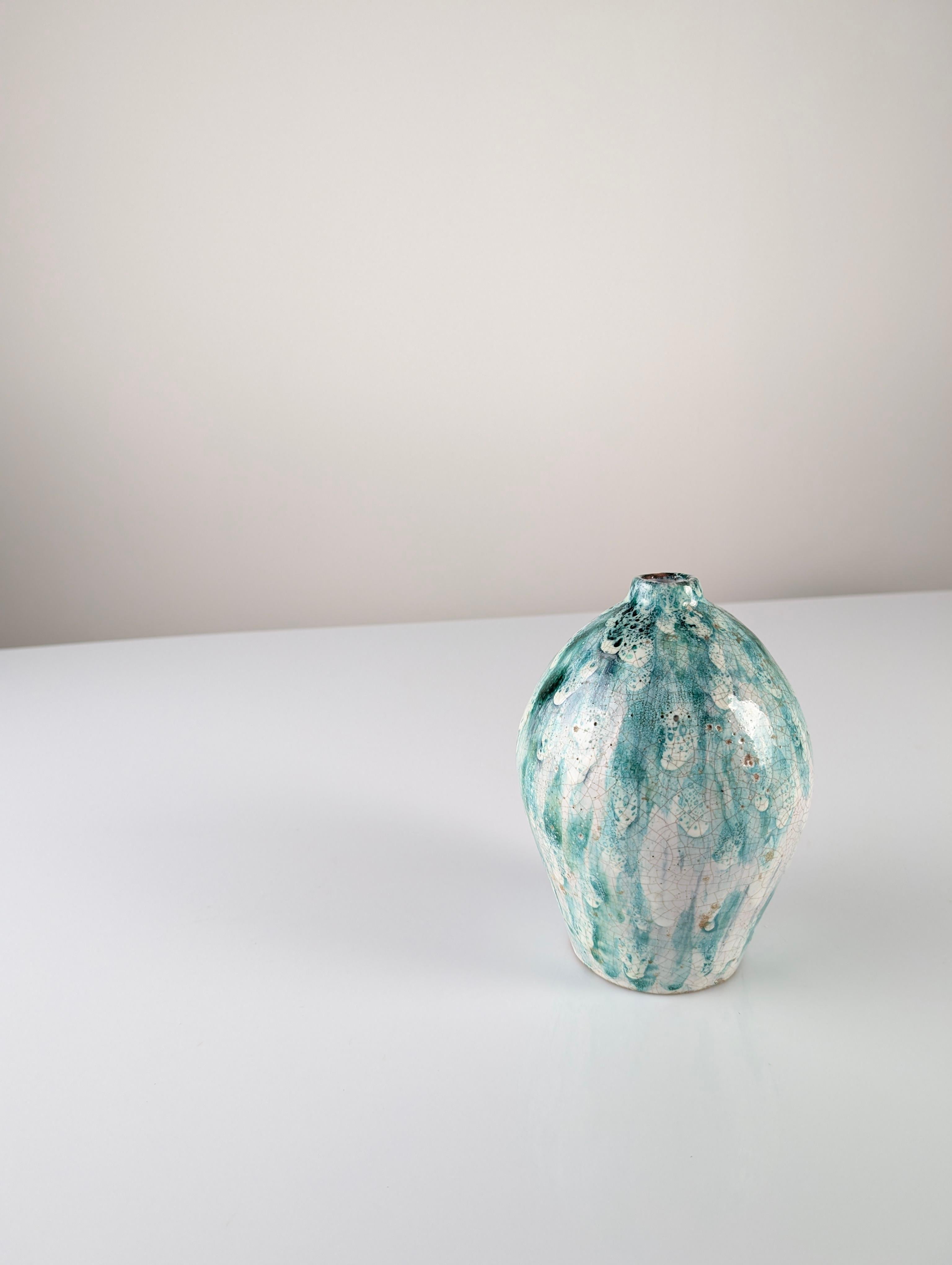 Mid-20th Century Glazed Ceramic Vase Signed by Angelina Alós, Spain, 1960s