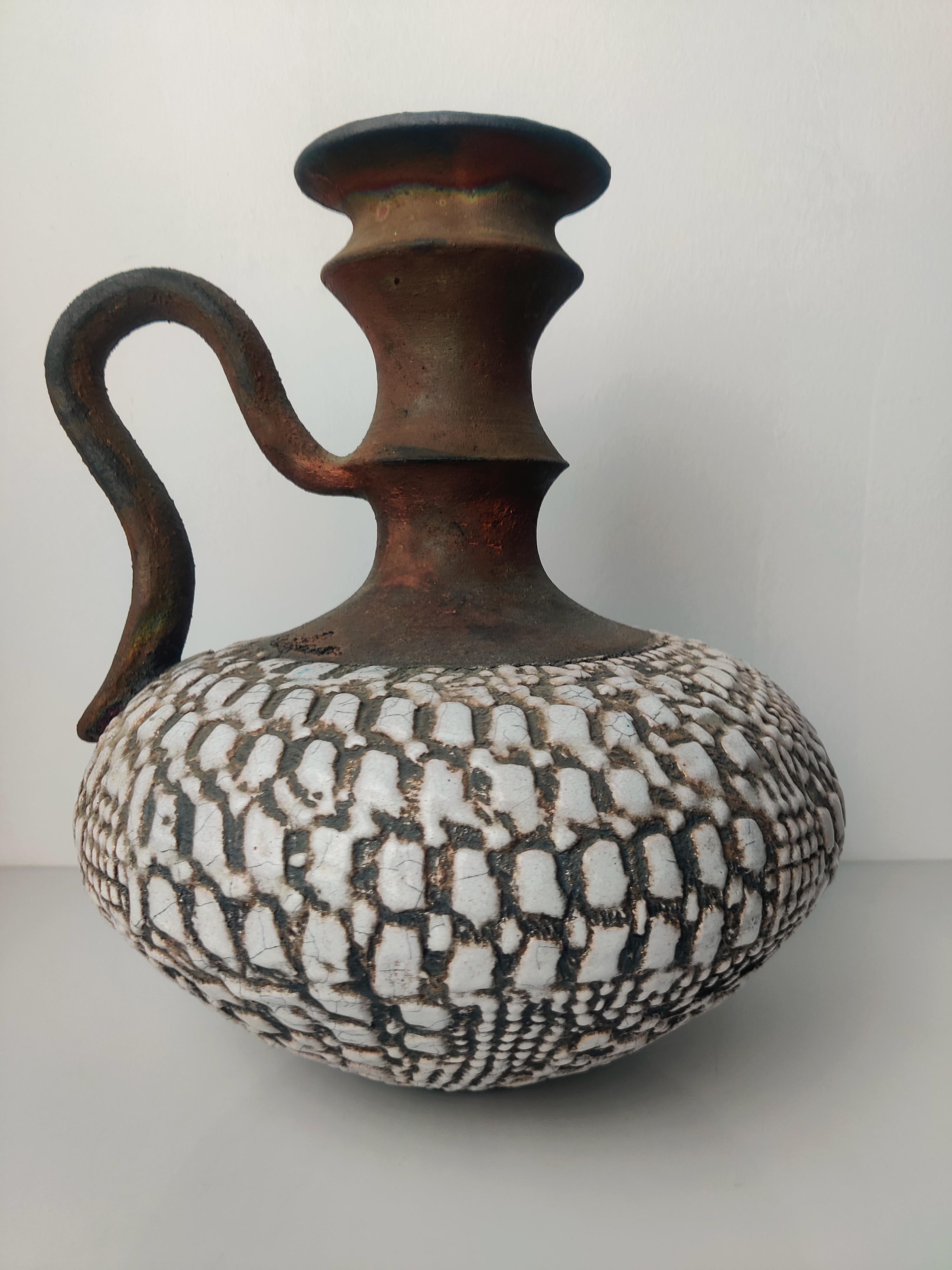 Glasierte Keramikvase, signiert vom Autor, 1980er Jahre im Angebot 4