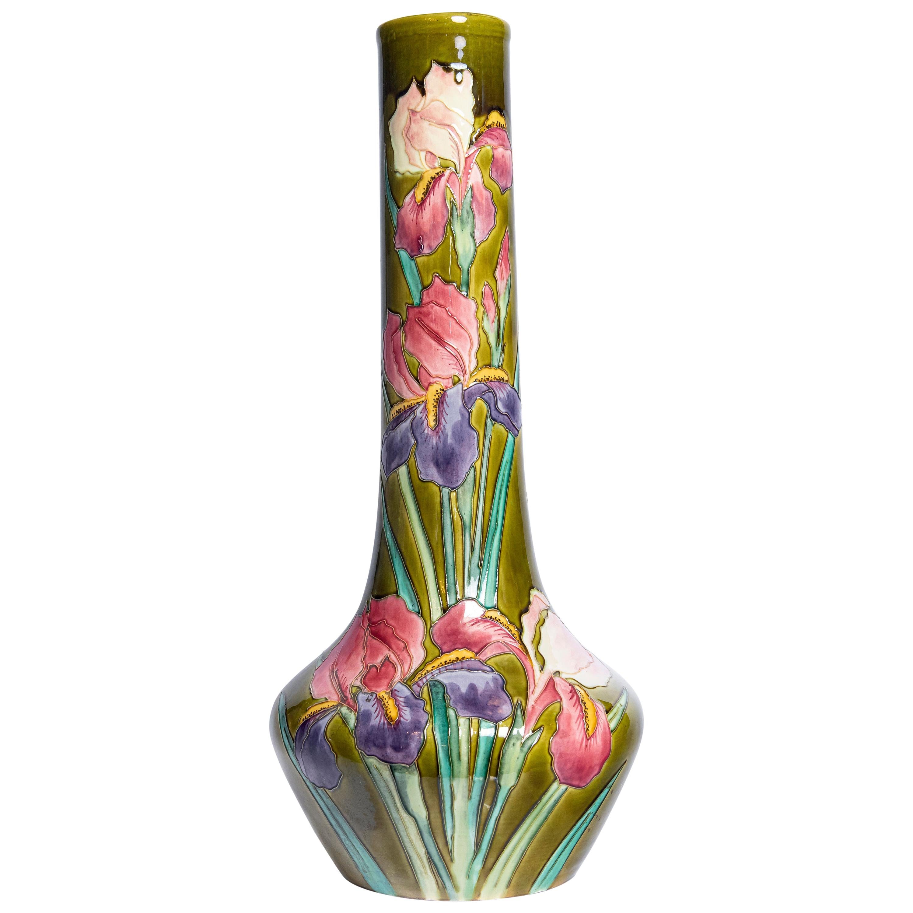 Glazed Ceramic Vase Signed Longchamp Terre De Fer, France, circa 1890 For Sale