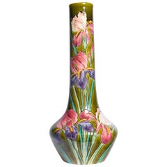 Antique Glazed Ceramic Vase Signed Longchamp Terre De Fer, France, circa 1890