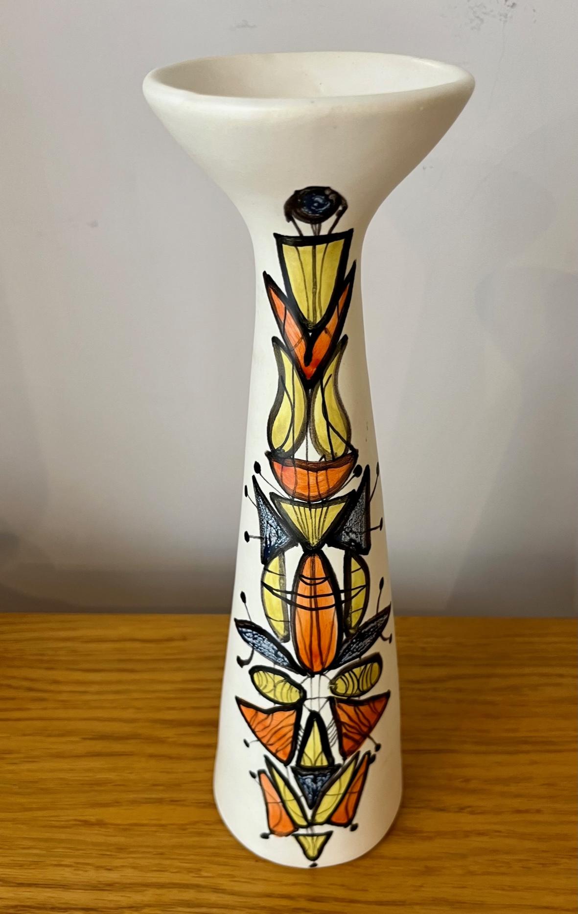 Mid-Century Modern Glazed ceramic vase with polychrome decoration, Roger Capron.Vallauris. For Sale