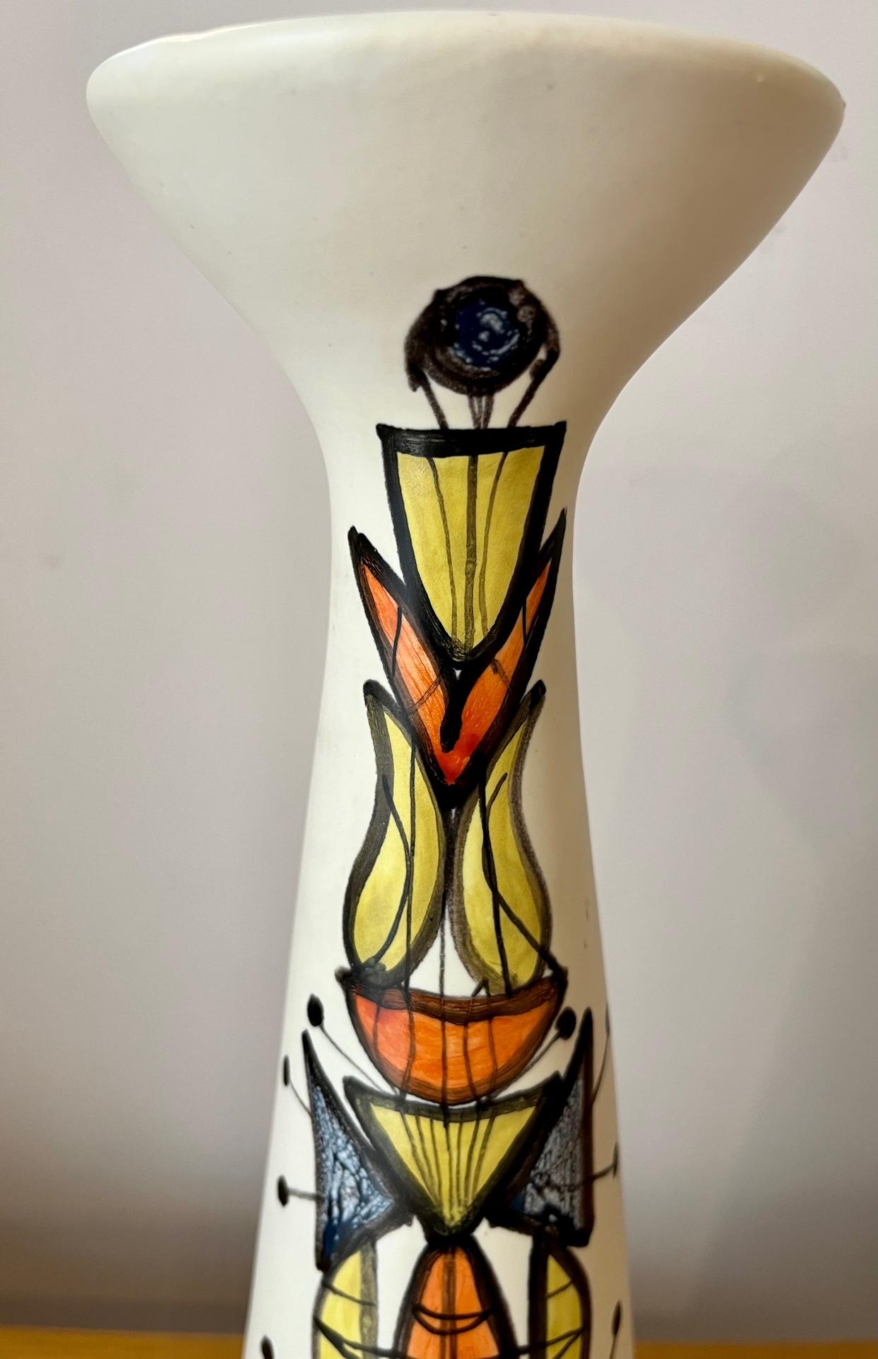 Glasierte Keramikvase mit polychromer Dekoration, Roger Capron.Vallauris. im Zustand „Gut“ im Angebot in Paris, Ile-de-France