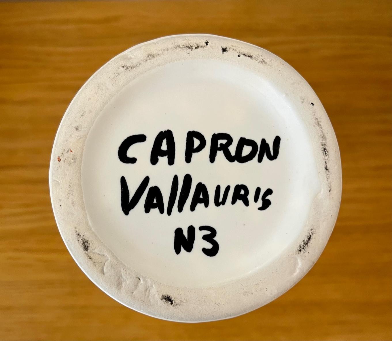 Glasierte Keramikvase mit polychromer Dekoration, Roger Capron.Vallauris. im Angebot 1