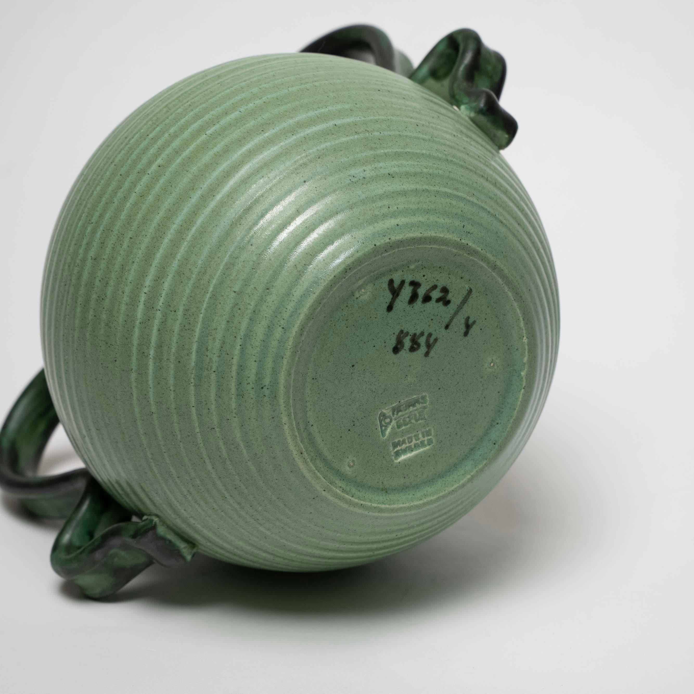 Glazed Ceramic Vase with Two Handles by Eva Jancke Björk, Upsala Ekeby, Sweden For Sale 3