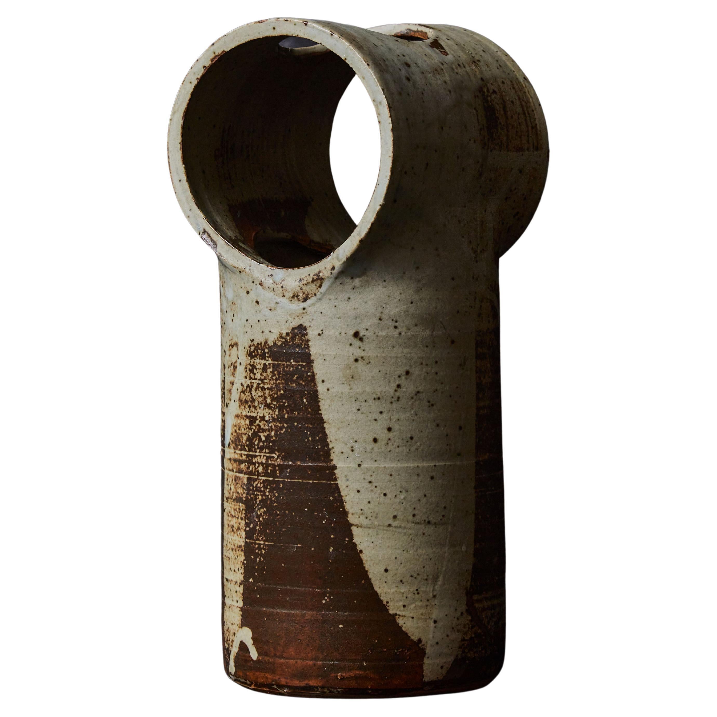 Vintage Hand Painted Glazed Ceramic Zebra Vase at 1stDibs