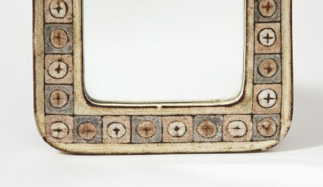 Glazed Ceramic Wall Mirror by Jean-Claude Malarmey, c. 1960 For Sale 1