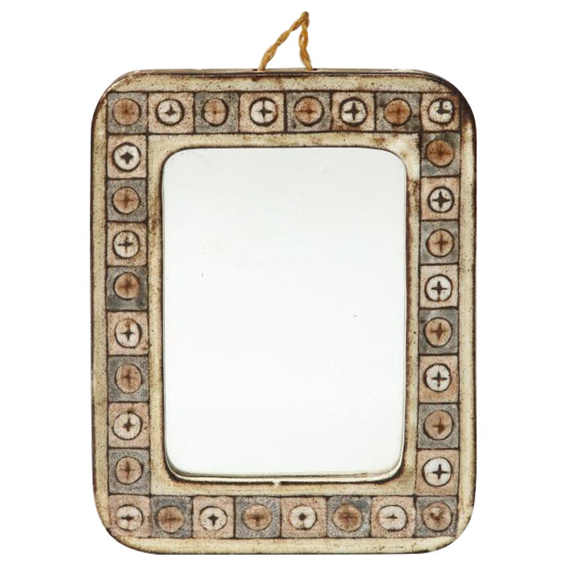 Glasierter Wandspiegel aus Keramik von Jean-Claude Malarmey, um 1960