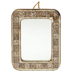 Espejo de pared de cerámica esmaltada de Jean-Claude Malarmey, c. 1960