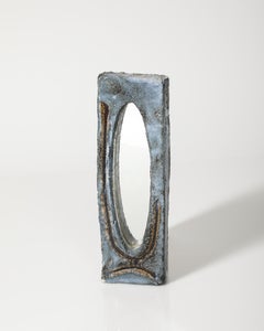 Specchio da parete in ceramica smaltata, Vallauris, Francia, c.C. 1960